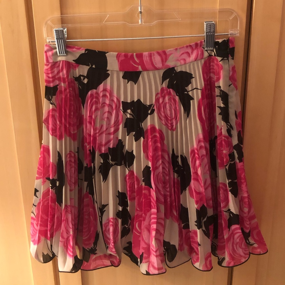 Milly pink and black floral print mini skirt